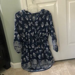 Blue Floral cinched dress